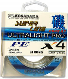 Леска плетеная KOSADAKA Super PE X4 Ultralight PRO dark green 0.08 110м
