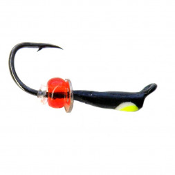 Мормышка вольфрамовая Рефлекс-М 1,5 Ст-к Черн, Лайм Глаз + Бусина 0,25гр 1шт.